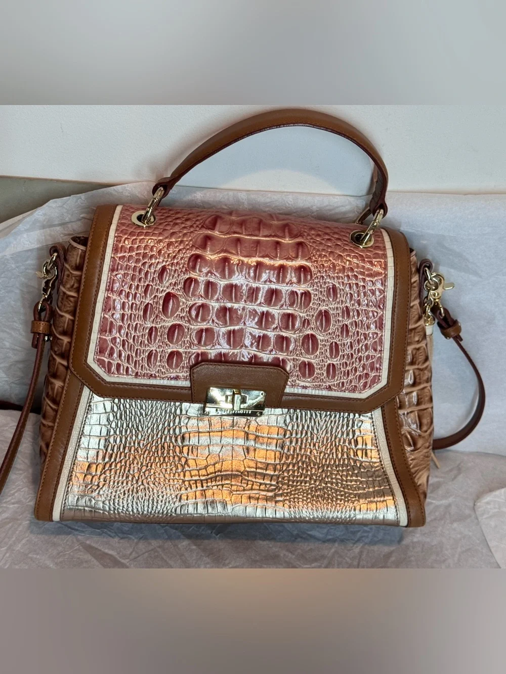 Brahmin Brinley in Sandshell Varadero Leather—Like New!